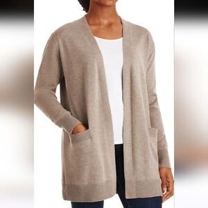 Women's Mocha brown cashmere blend knit open front long-sleeve cardigan sz S